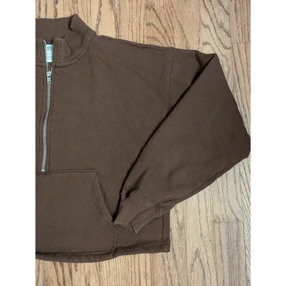 PINK Victoria's Secret Brown Quarter Zip Sweatshirt Pullover Size XS - Picture 6 of 14